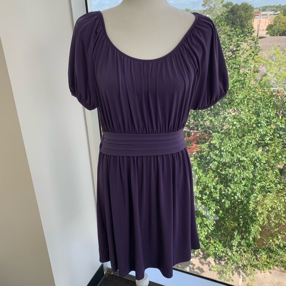 Plum short sleeve short dress with ties